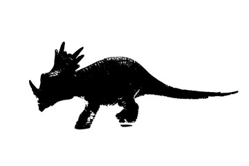 black dinosaur silhouette isolated on white background, model of dinosaurs toys