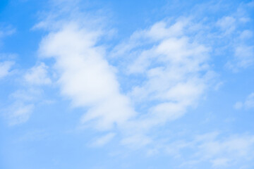 beautiful blue sky and white fluffy group of clouds with sunrise in the morning, natural background