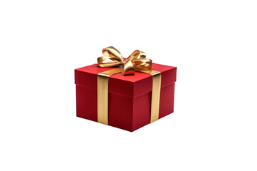 Obraz premium Red gift box tied with gold ribbon isolated