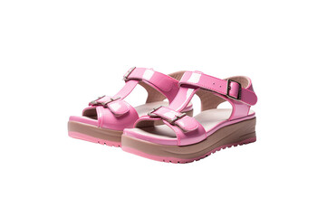 Isolated pink sandals On a transparent background for using graphics.