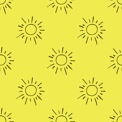 Seamless pattern with sun doodle for decorative print, wrapping paper, greeting cards, wallpaper and fabric