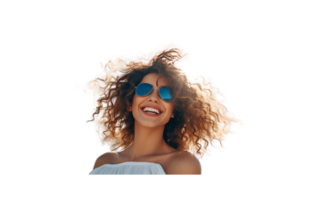 Happy beautiful young woman in sunglasses