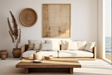 Serene Elegance: White Living Room with Wood