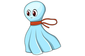 Fototapeta premium Cute Halloween Ghost Character Design Illustration