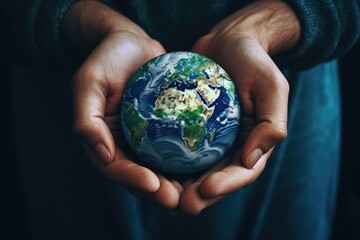 hands holding planet earth