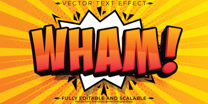 Comic Book text effect, editable cartoon and superhero customizable font style.