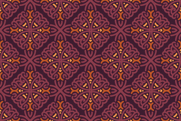 oriental pattern. purple and orange background with Arabic ornaments. Patterns, backgrounds and wallpapers for your design. Textile ornament. Vector illustration.