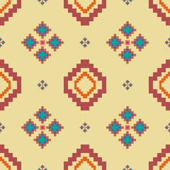 Ethnic abstract ikat art .Geometric ethnic seamless pattern  design for carpet,curtain,clothing,fabric,wrapping paper,tiles,textiles,batik,texture and wallpaper.Vector background.