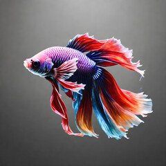 Obraz na płótnie Canvas colorful fighting siamese fish with beautiful silk tail isolated on black