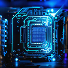 Advanced Microchip Technology on a Futuristic Circuit Board