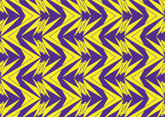 A seamless repeating pattern of purple and yellow chevrons on a white background, creating a sense of movement and energy