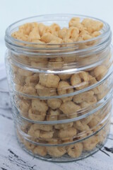 Indonesian snack called potel in a jar on the table