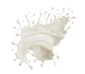Milk splash and pouring, yogurt or cream 3d illustration.