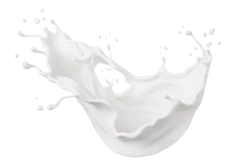Tuinposter Milk splash and pouring, yogurt or cream 3d illustration. © Anusorn