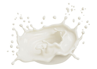 Milk splash and pouring, yogurt or cream 3d illustration. - obrazy, fototapety, plakaty