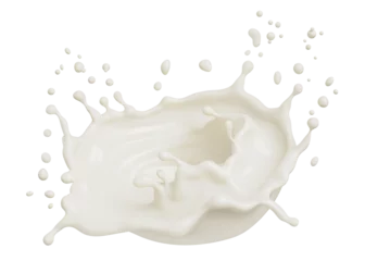 Küchenrückwand glas motiv Milk splash and pouring, yogurt or cream 3d illustration. © Anusorn