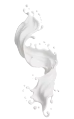 Tuinposter Milk splash and pouring, yogurt or cream 3d illustration. © Anusorn
