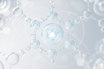 cosmetic moisturizer water molecule, Cosmetic Essence, Liquid bubble, 3d rendering - obrazy, fototapety, plakaty