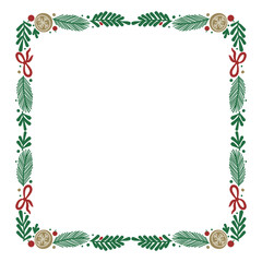 Hand drawn Flat Christmas Floral Square Frame