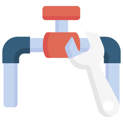 Pipe Repair multi color icon, related to plumbing service, water, oil and gas.