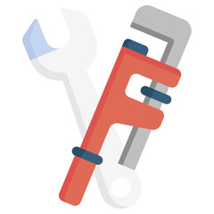 Wrench Tool multi color icon, related to plumbing service, water, oil and gas.