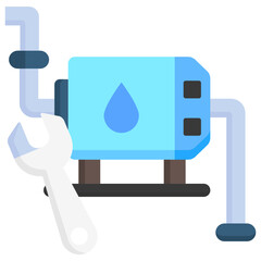 Pump Installation multi color icon, related to plumbing service, water, oil and gas.