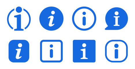 Info icon set. Information blue vector symbol for helpdesk concept. - obrazy, fototapety, plakaty