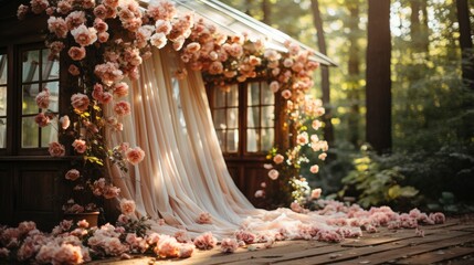 Stylish Wedding Arch Fabric Natural Flowers , Background HD, Illustrations