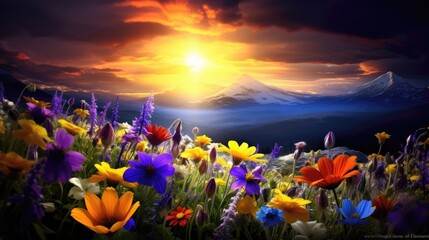 Obraz na płótnie Canvas Flowers, background image, flower field, brightness, freshness, scenery, landscape, nature