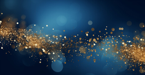 Golden stars bokeh festive holidays christmas new years blue sparkle decoration detail wallpaper banner 