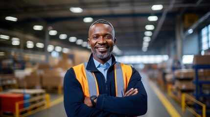 A Portrait of a professional engineer, a team of quality control staff, maintenance staff, factory inspection, warehouse workshop for factory workers, quality control engineers. - obrazy, fototapety, plakaty