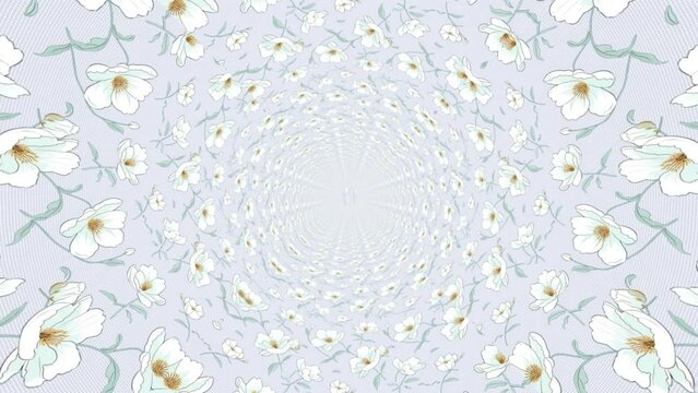 abstract background of flowers, circular rotation, 3D rendering
