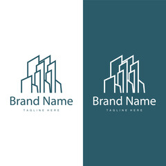 Naklejka premium Modern City Building Logo Design, Luxurious and Simple Urban Architecture