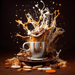 cup of coffee with beans