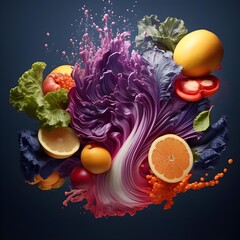 vegetables on a black background