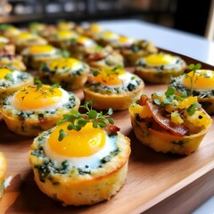 bruschetta with cheese and olives, egg