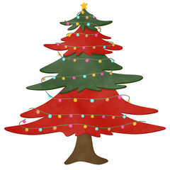 Pine tree with lighting drawing