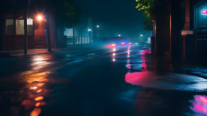 Fototapeta na wymiar Sunlit City Streets: Dynamic Nighttime Environments
