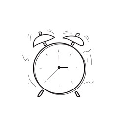 alarm clock doodle, hand drawn scribble, vector illustration