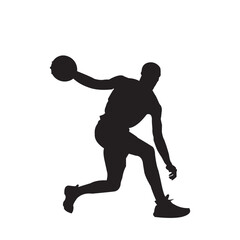 Vector Illustration Silhouette of male basketball player on white background