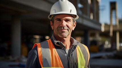 Expert workers at construction site Concept,portrait of construction manager looking to camera, 