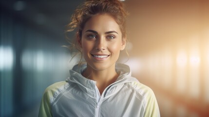 Obraz premium Woman and health concept,Sport Woman, beautiful, happy, smiling, looking at camera 