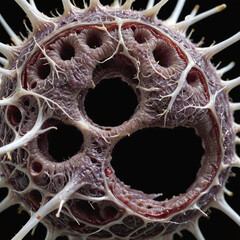 microbiology of microba protozoa, 3D render and micro photography