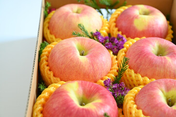 beautiful apple in the box on white background