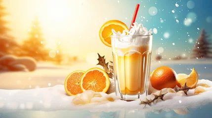 Foto op Plexiglas fresh juice milk drink with a winter theme © Naturalis