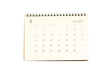 September calendar 2023 desktop isolated on white background