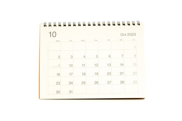 October calendar 2023 desktop isolated on white background