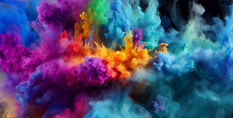 Obraz na płótnie Canvas Burst of prismatic color powder filling the whole