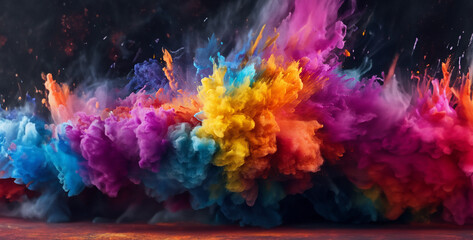 colorful background, Burst of prismatic color powder filling the whole