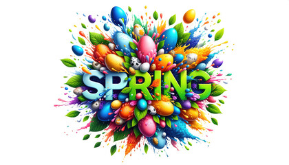 letter spring explode spring leaves with easter eggs